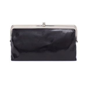 $148 HOBO Lauren Leather Black Double Clutch Wallet